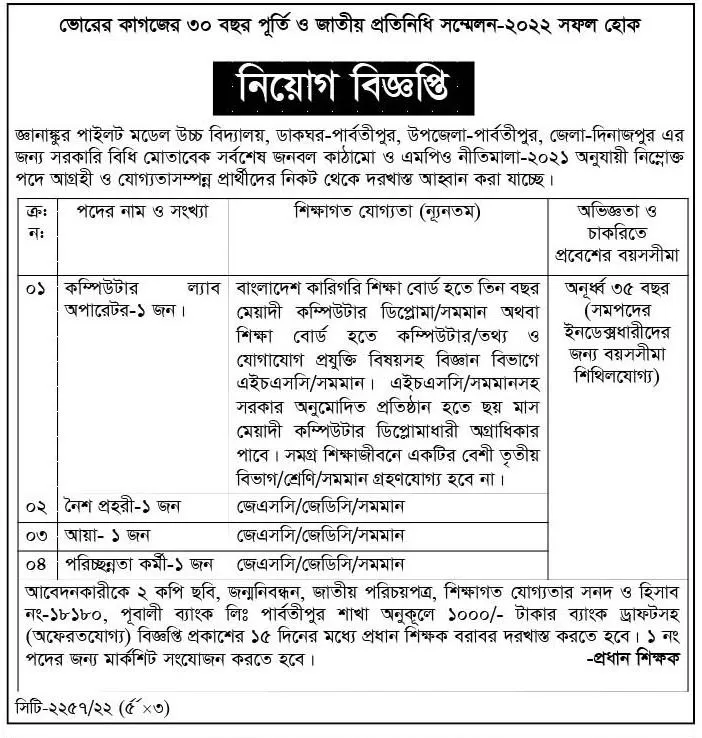 All School and College Job Circular 2022 in Bangladesh 3