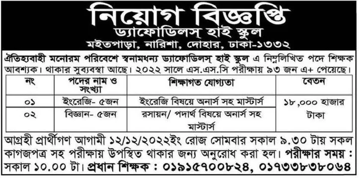 All School and College Job Circular 2022 in Bangladesh 5