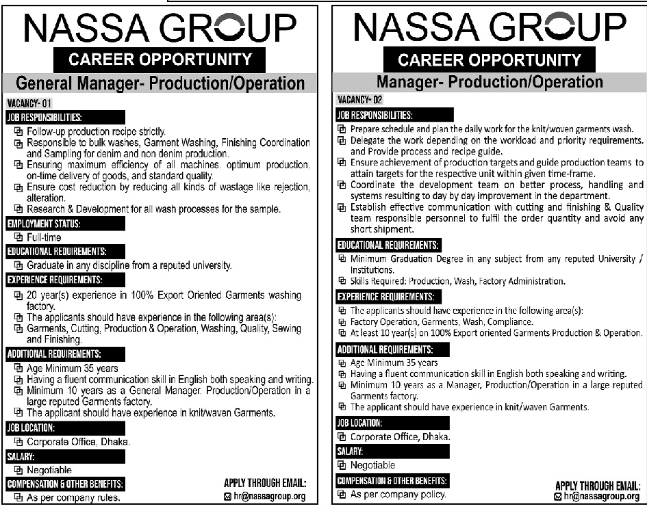 NASSA Group Job Circular 2023